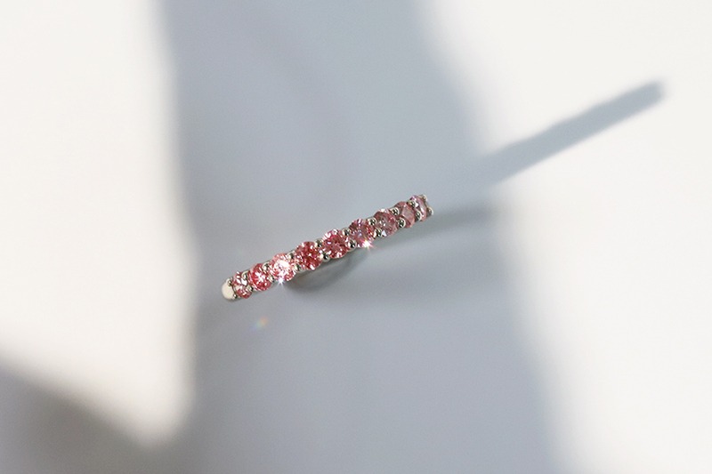 [[SOLD OUT]] 2.5mm 핑크 랩그로운 다이아몬드 9스톤링