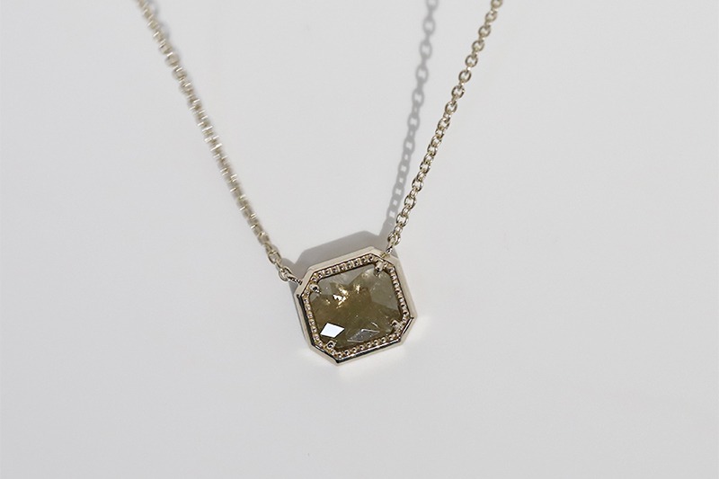 [ONLY ONE] 1.317ct 올리브 러프다이아몬드 다이얼 네크리스